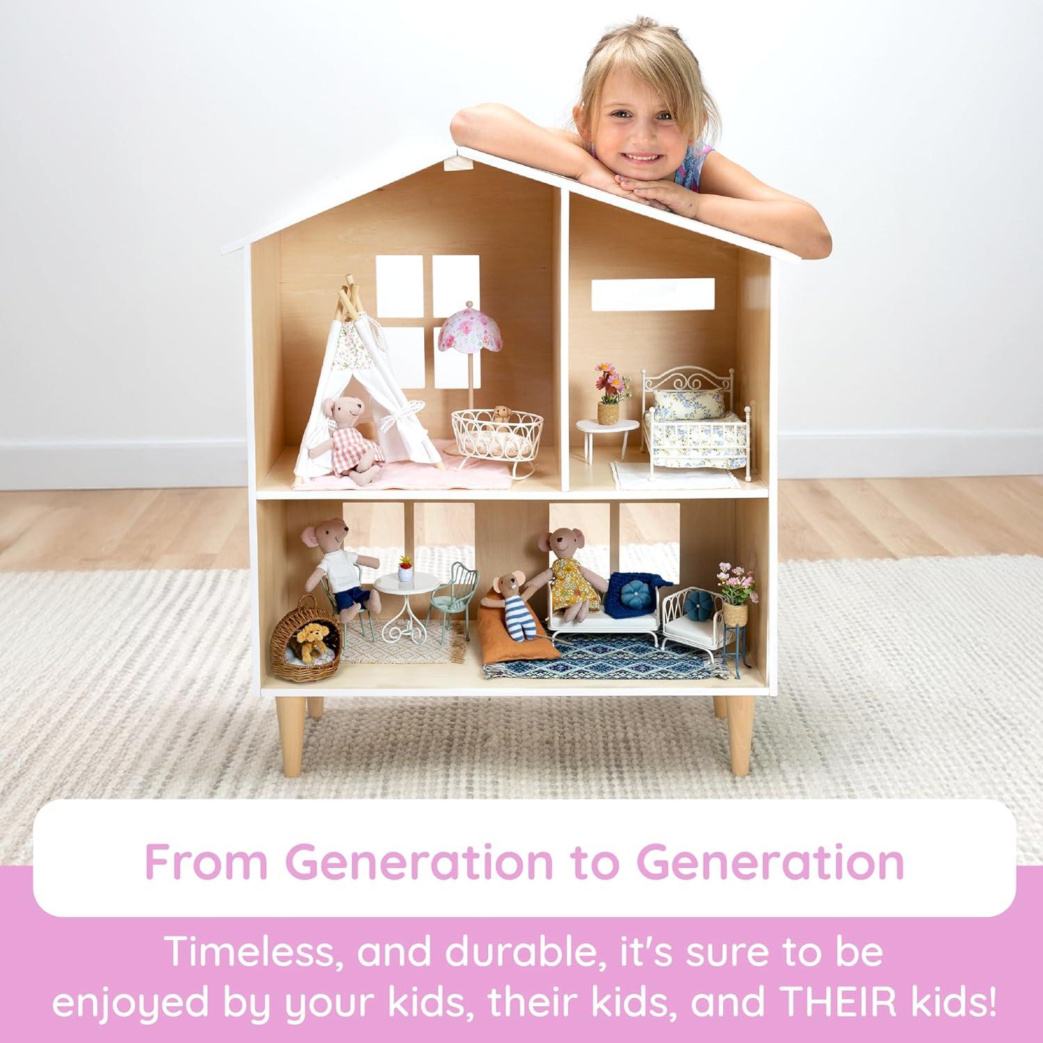 imageFat Brain Toys Funky Mice Doll House Whiskerwood Hollow Deluxe Wooden Dollhouse Dolls ampamp Dollhouses for Ages 3 to 8