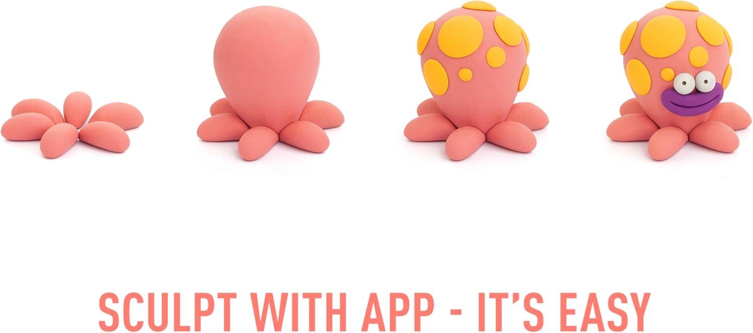 imageFat Brain Toys Hey Clay Ocean Creatures Air Dry Clay Kit with Interactive App for Kids ampamp Tweens Modeling Clay and Crafts Set