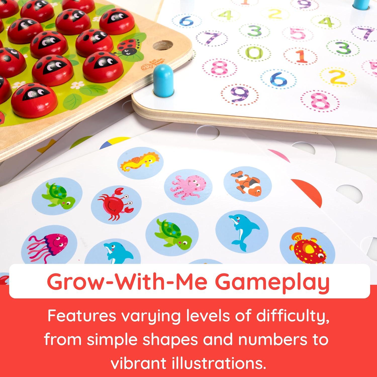 imageFat Brain Toys Ladybugs Garden Toddler Memory Game Wooden Memory Matching Games for Kids Preschool Toys