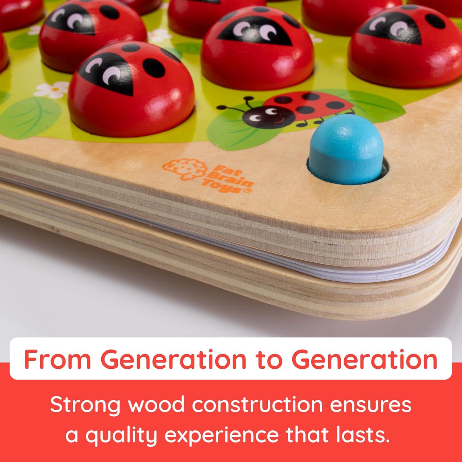 imageFat Brain Toys Ladybugs Garden Toddler Memory Game Wooden Memory Matching Games for Kids Preschool Toys