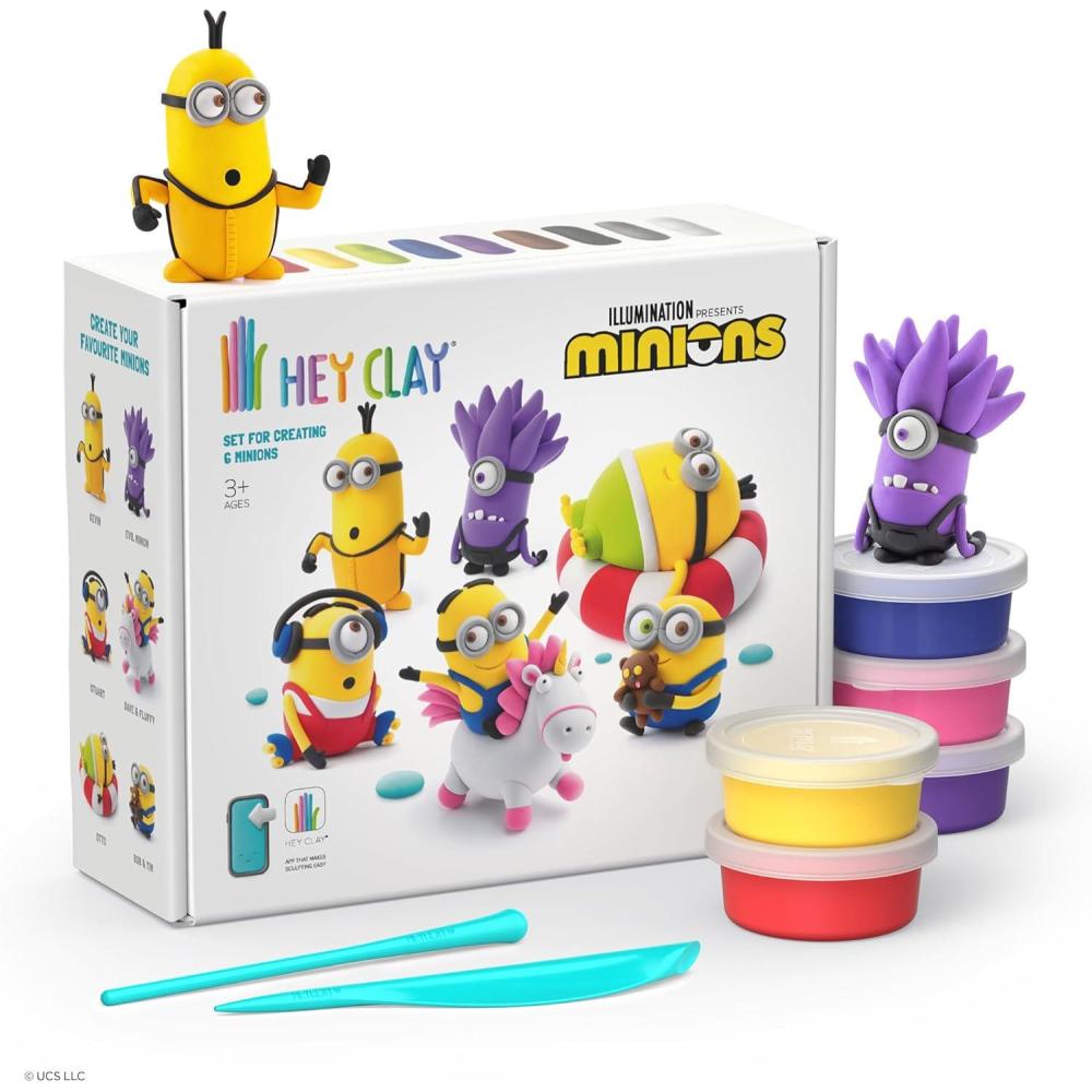 imageFat Brain Toys Hey Clay Minions Air Dry Clay Kit with Interactive App for Kids ampamp Tweens Modeling Clay and Crafts Set for Kids Ages 5 to 11