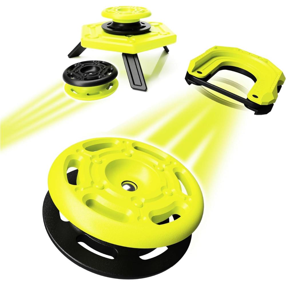 imageFat Brain Toys Magshuto MagKit Series 1 Quick Circuit Yellow and Black Magnetic Trick Shot System OpenEnded DiscLaunching Skill Challenge for Ages 6 and Up