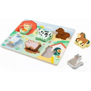 Fat Brain Toys Farm Textured Puzzle Baby Toys & Gifts for Ages 1 to 4