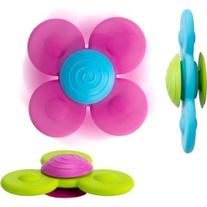 Fat Brain Toys Whirly Squigz, Silicone Spinners and Suction Toys for Kids 10 Months and Up