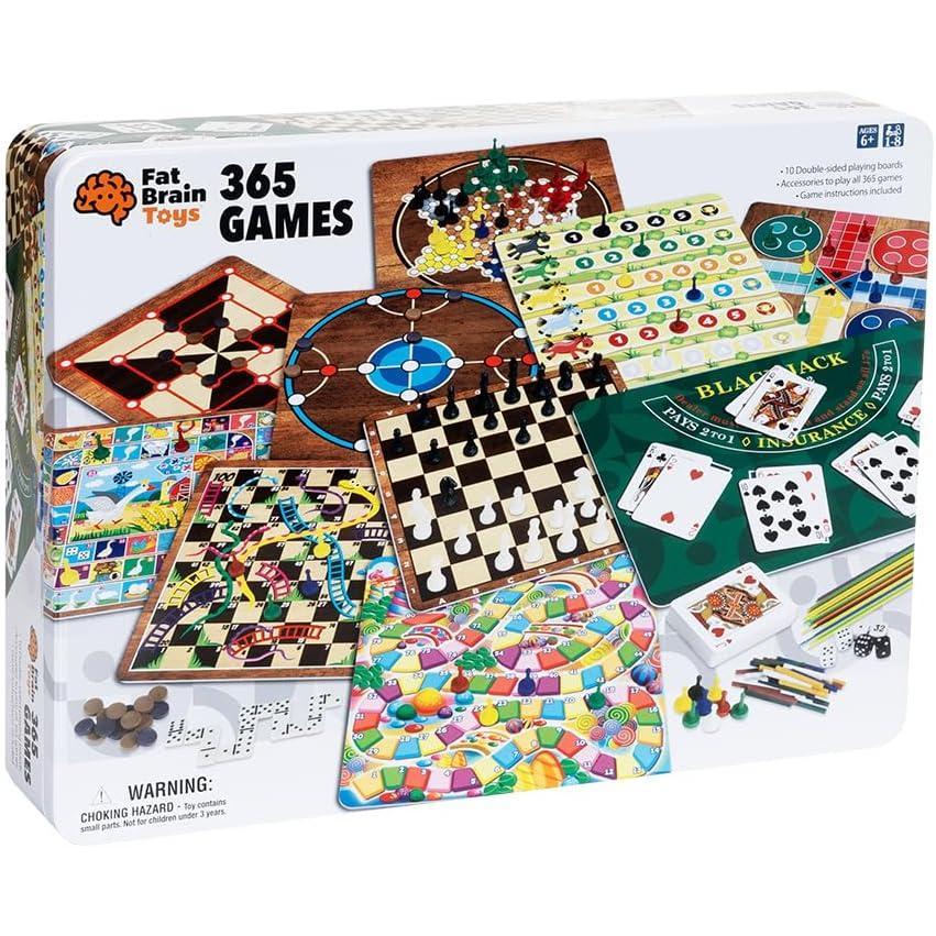 imageFat Brain Toys 365 Games in Tin Case  Jumbo Game Tin  365 Classic Family Games Classic ampamp Retro Toys for Ages 7 to 10