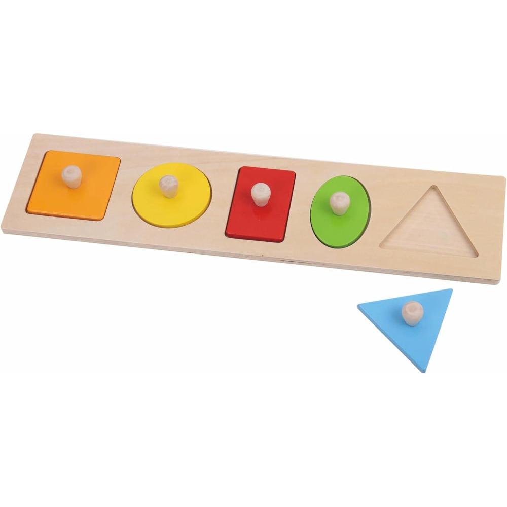 imageFat Brain Toys Lets Learn Shapes Wooden Puzzle  Classic ShapeSorting for Preschoolers