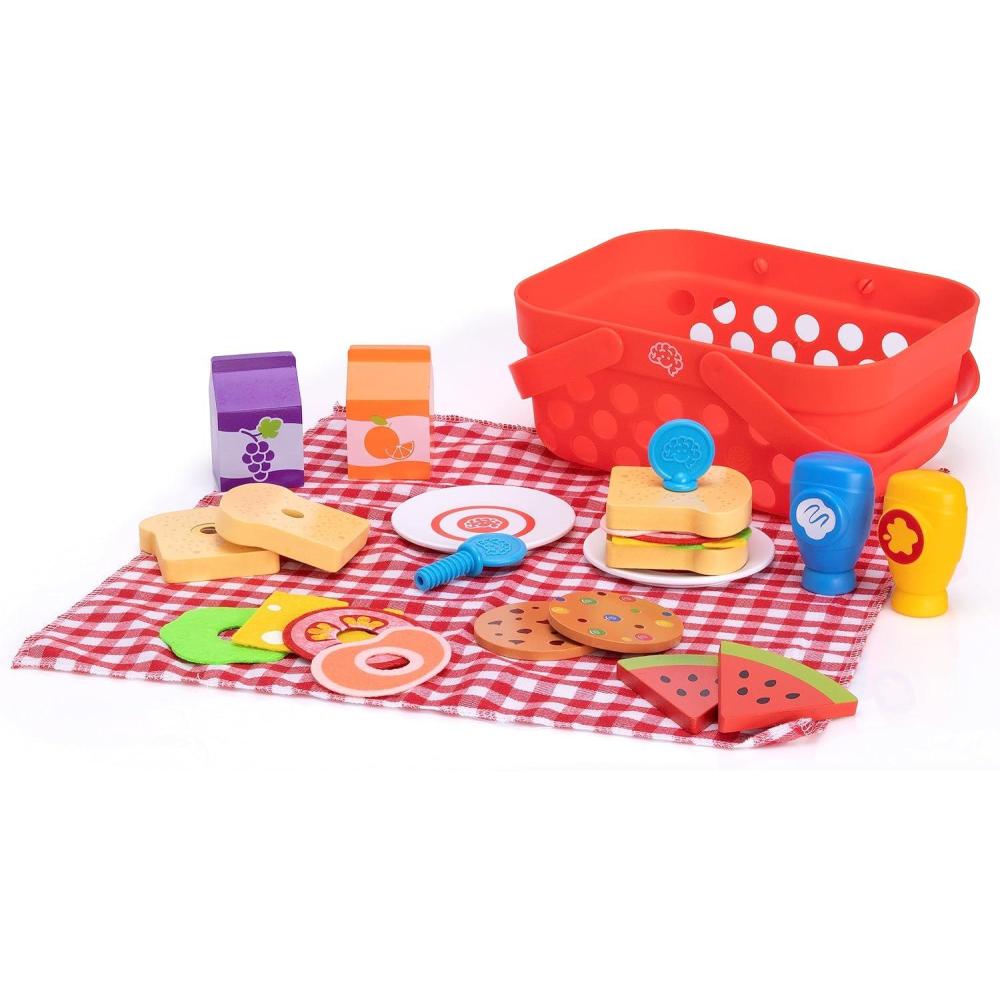 imageFat Brain Toys Pretendables Picnic Basket Set Pretend Playset with Storage 3