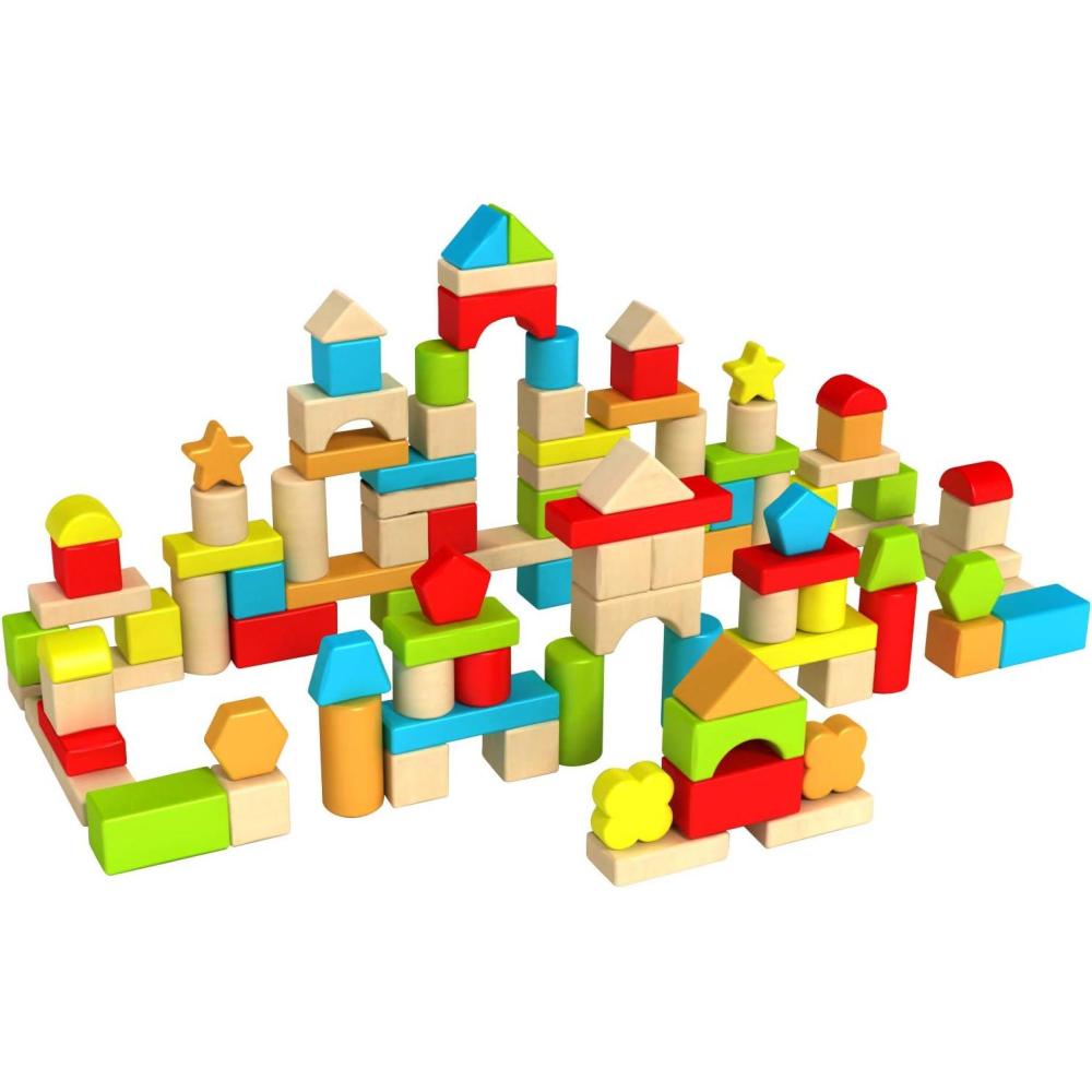 imageFat Brain Toys Timber Blocks  100 Piece Wooden Block Set  Classic Preschool Toy