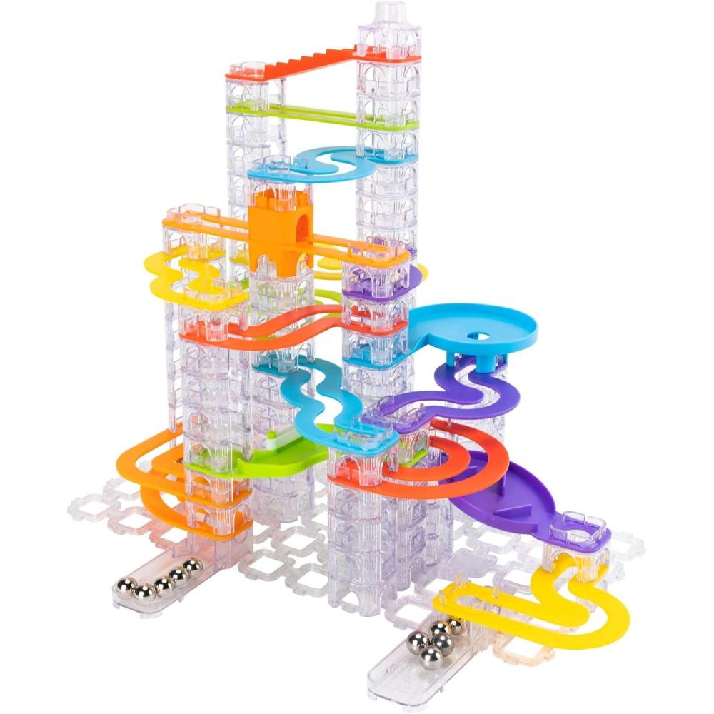 imageFat Brain Toys Trestle Tracks Deluxe Marble Run Set 124Piece Modular Marble Track Toys for Kids Marble Set Girl and Boy Toys Fun Toys for Ages 813
