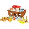 Fat Brain Toys Noah’s Ark Sort & Play Set – Wooden Shape-Matching Preschool Toy