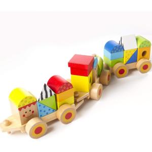 Fat Brain Toys Learning Locomotive – Wooden Stacking Block Train for Preschoolers