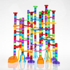 Fat Brain Toys Marble Run Clear Set – 200pc – Marble Run 200 Piece Set Building & Construction for Ages 3 to 10