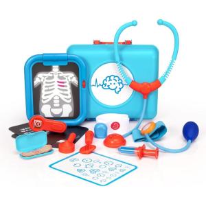 Fat Brain Toys Pretendables Doctor Playset, Pretend Play Toys, Kids Doctor Play Set with Storage for Ages 3+