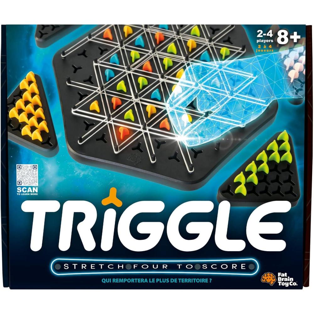 imageFat Brain Toys Triggle  Stretch Four to Score Fun Family Brainteaser Strategy Game for Kids Teens ampamp Adults Rubber Band Triangle Game