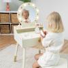 Fat Brain Toys Dressing Table with Light – Star of The Stage Light-up Vanity Playroom and Bedroom Furnishings for Ages 3 to 6