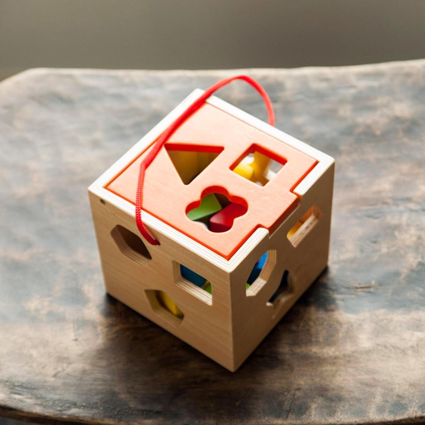 imageFat Brain Toys TakeAlong Shape Sorter Wooden Montessori Learning Toy 12 mos