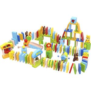 Fat Brain Toys Zoo-Ominoes – Wooden Domino-Effect Block Set for Preschoolers 3+