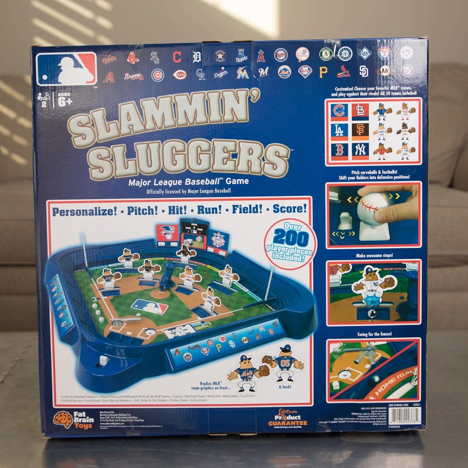 imageFat Brain Toys MLB Slammin Sluggers Baseball Game Tabletop Stadium Ages 6
