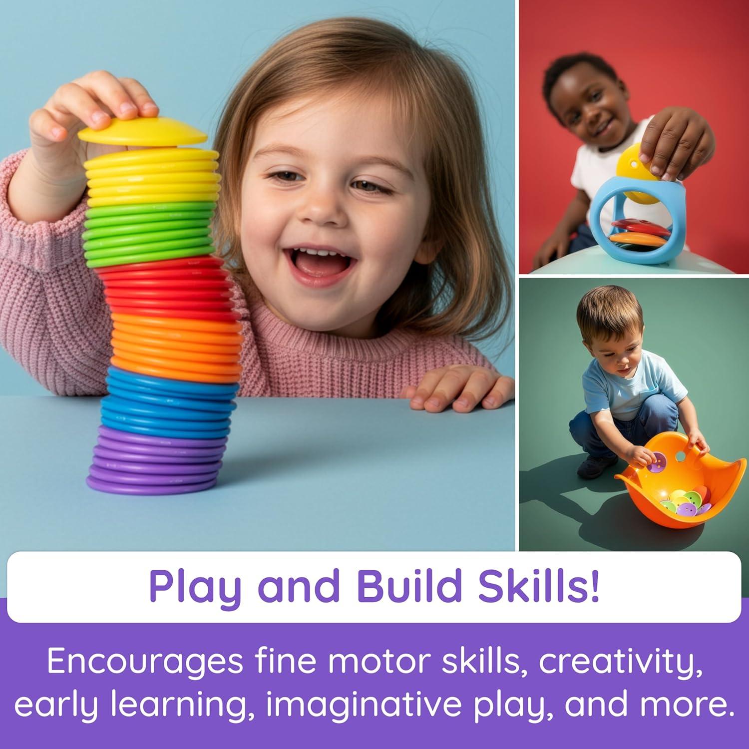 imageFat Brain Toys bilibo Dots by MOLUK Colorful Counters for Early Math OpenEnded Creative Play for Toddlers and Kids Ages 12 Months and Up