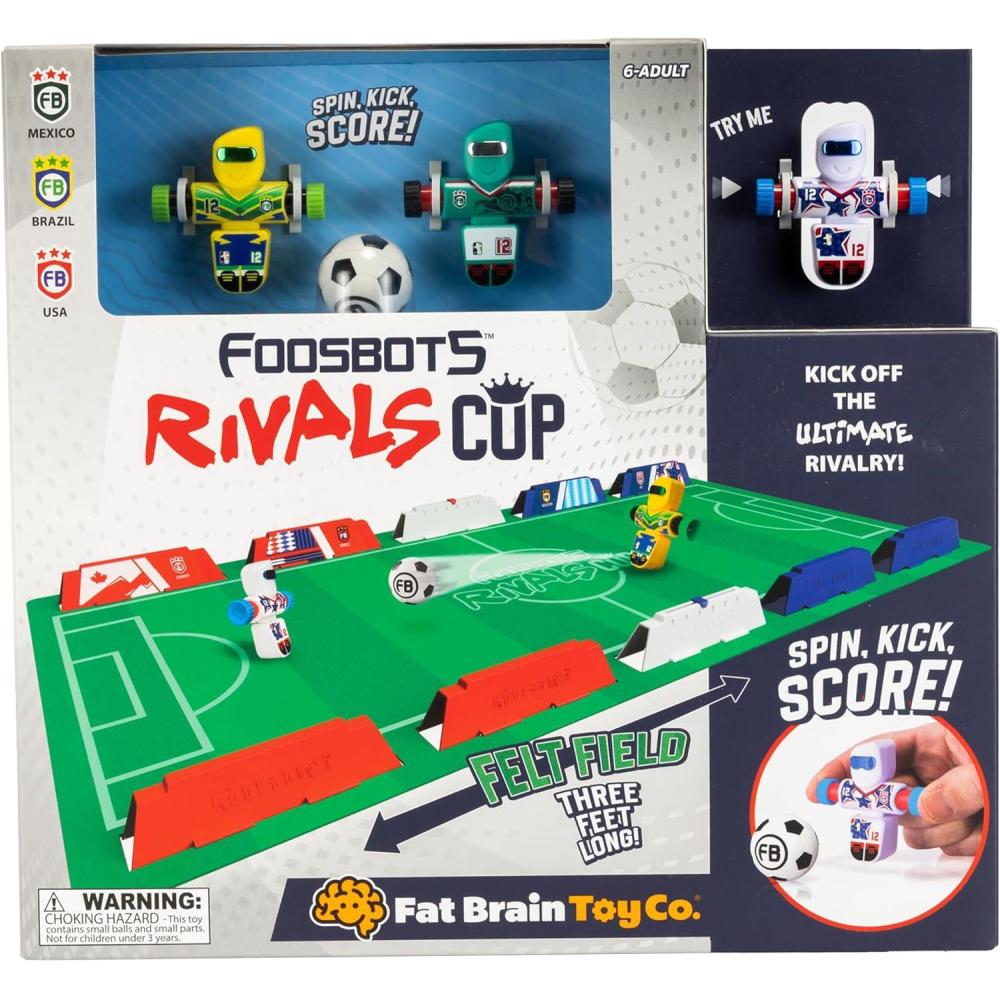 imageFat Brain Toys Foosbots Rivals Cup InternationalThemed Foosbots Soccer Game with Stadium Active Skill Game for Kids Tweens Teens Ages 6